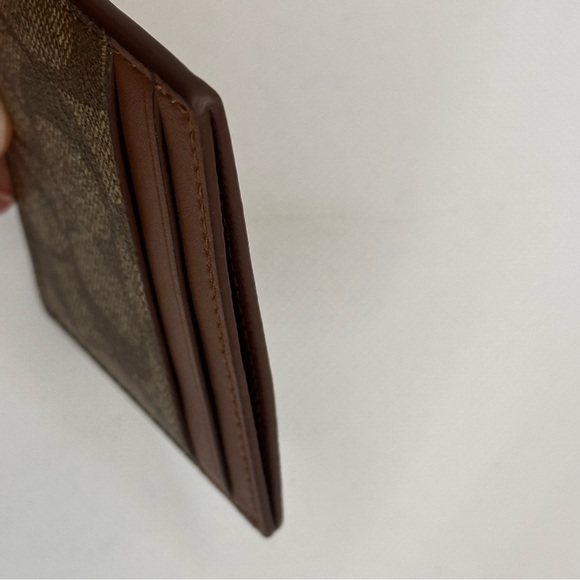 Coach Signature Brown and Tan Card Holder - Picture 5 of 11